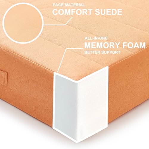 JKMAX 22 inches Floor Pillow for Adults - Large Meditation Cushion with Thick Foam & Soft Tufted Cover - Premium Outdoor Square Floor Cushion Seat - Yoga Pillows for Sitting On Floor - Orange - color: Orange, size: 1 Count