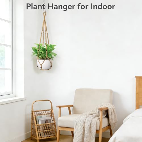USLAI Macrame Plant Hanger Indoor Outdoor, Fits 4 to 15 Inch Pots, Strong Hanging Planter Holder, Boho Home Decor, 35 Inch, Brown (POTS NOT Included) - color: Brown, size: 35 Inch
