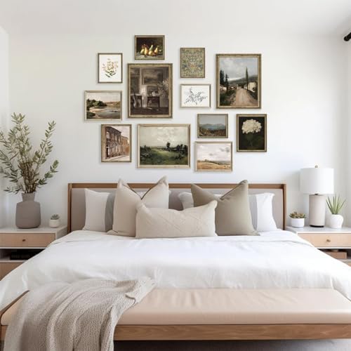 KBKBART Vintage Wall Art Prints, French Country Wall Decor Countryside Landscape Antique Canvas Painting, Vintage Botanical Art Prints, Rustic Farmhouse Decor Wall Art for Bathroom, Bedroom Gallery-UNFRAMED - color: Vintage decor
