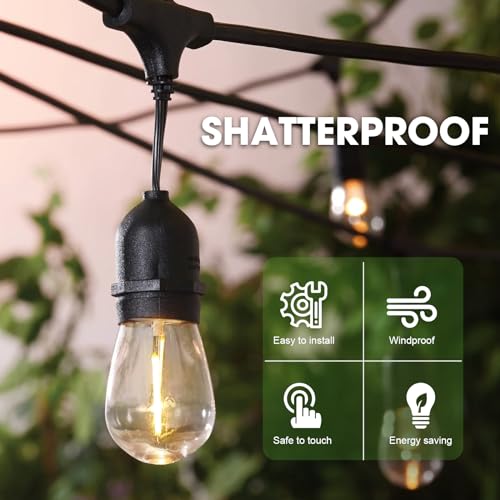 GvvooHome LED S14 Replacement Light Bulbs for Patio String Light, Shatterproof & Waterproof Hanging Light Bulbs for Outdoor String Lights, Dimmable, E26 Base, 24 Pack - color: Warm, size: 24 Pack