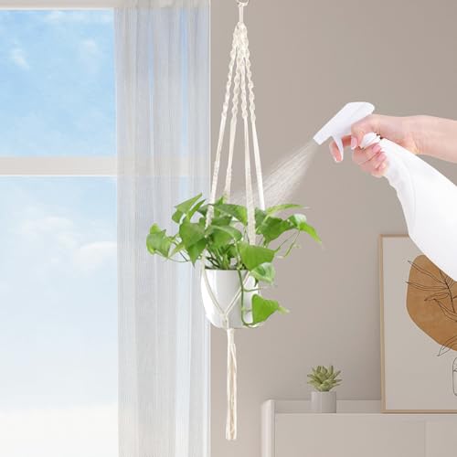 Macrame Plant Hanger Indoor Hanging Planter Basket with Wood Beads Decorative Flower Pot Holder No Tassels for Indoor Outdoor Boho Home Decor 35 Inch, Ivory (Pots Not Included) - style: Style1-1 Pack