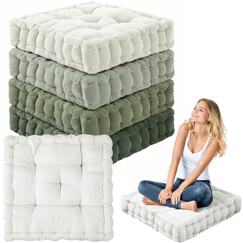 Jerify Floor Pillow Cushions Large Round Square Large Meditation Floor Pillow for Classroom Adult Meditation Picnic Party Seating Learning Daycare School(Square,Mixed Green,4 Pcs) - color: Mixed Green, size: Square 20 x 20