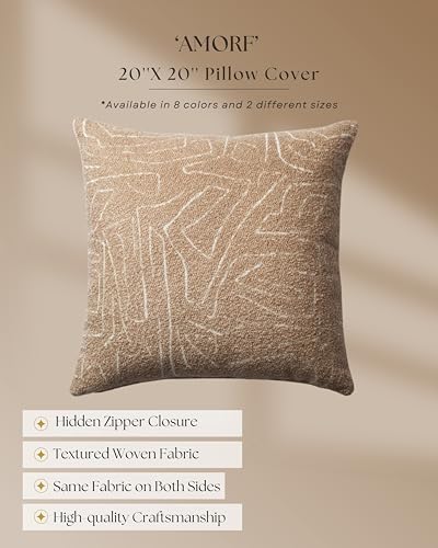 Throw Pillow Covers, Pack of 1 Woven Jacquard Cushion Covers for Sofas, Couches, Bed, Boho Home Decor, Cozy Soft and Comfortable Pillow Cases, Amorf, Camel 20x20 Inch - color: Camel, size: 20" x 20" (Pack of 1)