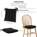 ELFJOY 4 Pack Chair Cushions for Dining Chairs Chair Pads Cushion for Kitchen Office Tufted Square Seat Cushion with Ties (16" Black Velvet) - color: Black Velvet