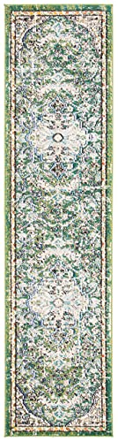 SAFAVIEH Madison Collection Runner Rug - 2'2" x 6', Green & Turquoise, Boho Chic Medallion Distressed Design, Non-Shedding & Easy Care, Ideal for High Traffic Areas in Living Room, Bedroom (MAD447Y) - color: Green/Turquoise, size: 2'2" x 6' (Runner)