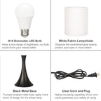 Seaside village 3 Way Touch Control Table Lamp, Modern Bedside Lamp for Bedroom, Dimmable Black Nightstand Lamp White Shade Desk Reading Light for Living Room Office Dorm, 3000K LED Bulb Included - color: Black Base with White Shade