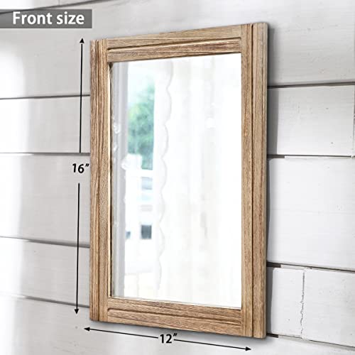 AAZZKANG Rustic Mirror for Wall with Rectangle Wood Framed Decorative Hanging Mirrorrs for Bedroom Bathroom Living Room Dressing Room - color: Natural, size: 16"L x 12"W