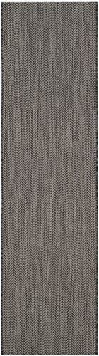 SAFAVIEH Outdoor Runner Rug 2'3"x6'7" - Courtyard Collection - Coastal Design, Black & Beige, Durable & Easy Cleaning, Ideal for Patio, Entryway, Mudroom (CY8022-36621) - color: Black/Beige, size: 2'3" x 6'7" (Runner)