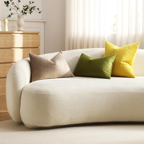 DEZENE Lumbar Pillow Covers 12x20 Taupe: Pack of 2 Cozy Soft Velvet Rectangular Modern Luxury Decorative Throw Pillow Cases for Sofa Couch Living Room Bed Home Decor - color: Cobblestone, size: 20" x 12" (Pack of 2)