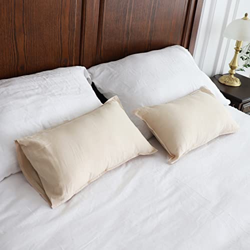 Simple&Opulence Linen Lumbar Pillow Covers 12x20 Inch Set of 2 Flax Cotton Blend Rectangular Decorative Throw Cushion Cover for Couch Sofa Bedroom Office Soft Breathable Farmhouse - Linen/Beige - color: Linen, size: 12"x20"