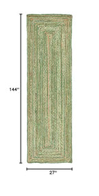 SAFAVIEH Cape Cod Collection Runner Rug - 2'3" x 12', Green & Natural Brown, Handmade Jute & Cotton, Woven Braided Design (CAP202Y) - color: Green/Natural, size: 2'3" x 12' (Runner)