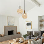BOKT Modern Large Amber Glass Globe Pendant Light Fixture Brushed Brass Gold Kitchen Island Pendant Lighting Farmhouse Single 1-Light Spherical Ceiling Hanging Pendant Light (Amber) - color: Amber