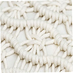 Hand Woven Pillowcase Round Shape Pillow Cover with Tassel Macrame for Bed Couch Car Home Decor Cream
