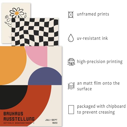 ANERZA 16 PCS Eclectic Wall Art Decor, Modern Maximalist Wall Prints for Bedroom, Bauhaus Posters for Room Aesthetic, Retro Abstract Wall Collage Kit for Living Room, Funky Dorm Gallery Home Decor - color: Orange, size: 11"x14" Unframed