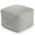 MeMoreCool Square Stuffed Pouf Ottoman Foot Rest, Floor Pouf Foot Stool with Foam Chunk Filling, Soft Stuffed Ottoman Footrest for Living Room, Light Grey - color: Striped Light Grey