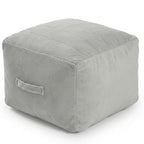 MeMoreCool Square Stuffed Pouf Ottoman Foot Rest, Floor Pouf Foot Stool with Foam Chunk Filling, Soft Stuffed Ottoman Footrest for Living Room, Light Grey - color: Striped Light Grey