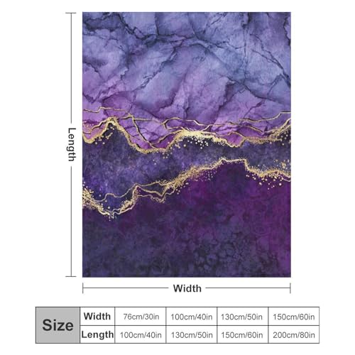 Modern Marble Blanket, Abstract Luxury Baroque Art Golden Purple Stone Veins Pattern Soft Warm Cozy Plush Flannel Covers for Livingroom Bedroom Couch Chair Camping Travel Home Decor Tapestry 30x40in - color: Abstract-7, size: 30W" x 40L"