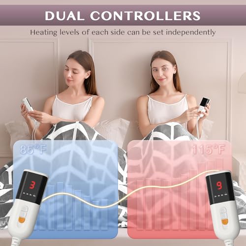 VENTIMI Electric Blanket Queen, 84" x 90" Heated Blanket with 9 Heat Levels & 2-4-8-10 Hours Auto Off, Fast Heating Blanket with ETL & FCC Certification, Grey - color: Grey, size: Queen