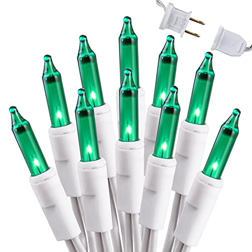 Brizled Green Christmas Lights, 69.6ft 300 Count Mini String Lights Connectable, 120V UL Certified Incandescent Light White Wire, Green Xmas Tree Light for Indoor Outdoor Xmas Halloween Tree Party - color: Green