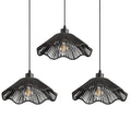 3 Pack Black Woven Pendant Light Fixtures,11.81" Rattan Pendant Lights Farmhouse Basket Light Fixture Adjustable Boho Hanging Lamp for Kitchen Island Bedroom Dining Room Foyer Hallway - color: flower+black