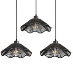 3 Pack Black Woven Pendant Light Fixtures,11.81" Rattan Pendant Lights Farmhouse Basket Light Fixture Adjustable Boho Hanging Lamp for Kitchen Island Bedroom Dining Room Foyer Hallway - color: flower+black