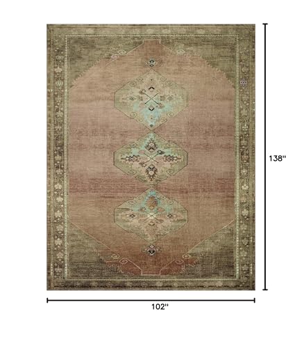 Loloi Magnolia Home by Joanna Gaines Sinclair Collection SIN-06 Clay/Tobacco 8'-6" x 11'-6", .25" Pile Height, Machine Washable, Area Rug - color: Clay / Tobacco, size: 8'6" x 11'6" (Rectangular)