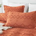 EMME Duvet Cover Set Microfiber, Tufted King Duvet Cover Set, Boho Bedding Sets for All Seasons, 3 Pieces Embroidery Chic Duvet Cover Full, 1 Duvet Cover + 2 Pillowcases (Pumpkin, King) - color: 23 - Pumpkin, size: King(104"×90")