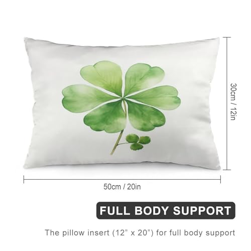 Pillows Cover Watercolor Green Lucky Clover Super Soft Pillowcase Cushion Cover 12 "x20 Patrick's Day Spring Throw Pillow Cover Rectangle Two Sides Printed for Bedding Couch Sofa Home Gift - color: Pattern-4, size: 20" x 12" (Pack of 1)