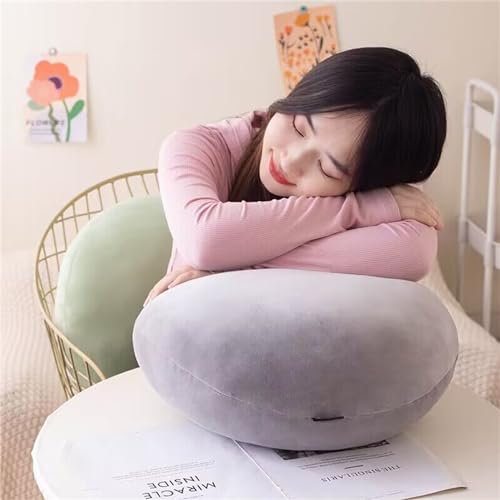 MOJUN Round Throw Pillow, 15.7" Soft Solid Color Round Sofa Lumbar Pillow Floor Pillow Home Decorative Pillow Cushion for Couch Car Living Room Bedroom, Grey - color: Grey