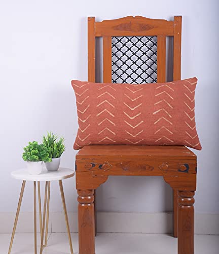 Trade Star 100% Cotton Throw Pillow Cover Farmhouse Lumbar Cushion Cover Tribal Pillow Shams Mudcloth Ethnic for Bedroom (Rust Phoenix 14X22 INCHES) - color: Rust (Phoenix), size: 22" x 14" (Pack of 1)
