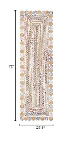 SAFAVIEH Cape Cod Collection Runner Rug - 2'3" x 6', Beige & Multi, Handmade Boho Braided Jute & Cotton, Ideal for High Traffic Areas in Living Room, Bedroom (CAP201B) - color: Beige/Multi, size: 2'3" x 6' (Runner)