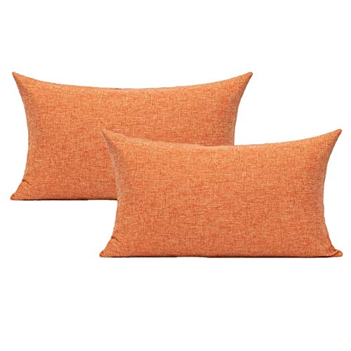 All Smiles Fall Orange 12x20 Lumbar Throw Pillow Covers Set of 2 Farmhouse Pillow Covers Decorations for Sofa Couch Bed Home Decor - color: Orange, size: 20" x 12" (Pack of 2)