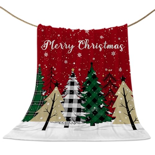 Red Merry Christmas Throw Blankets, Green Christmas Tree Soft Fleece Blanket Decorative for Home Sofa Couch Chair Living Bedroom,40x50 Inches, White Snow Forest Winter - color: Christmas-lxm12886, size: 40x50 Inch
