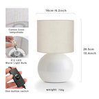 Modern White Small Table Lamp with Cotton Linen Shade, 6.2×6.2×10.4 inch LED Desk Light, One-Button Switch for Bedroom, Living Room, Nightstand, Includes Warm Light Bulb - color: White, size: Pack of 1