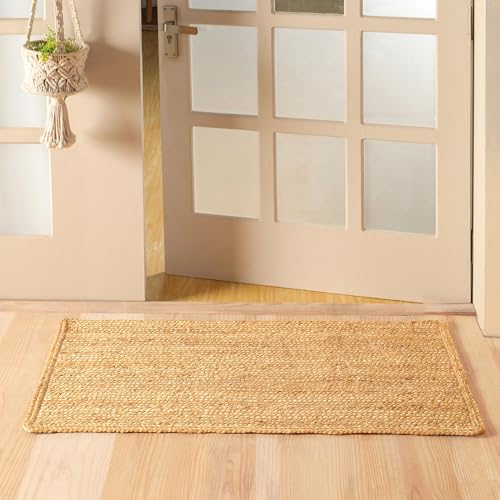 Handwoven 2.3x4ft Rectangle Jute Area Rug Natural Rug Solid Farmhouse Rug for Bedroom Living Room Dining Room Office and Kitchens - size: 2'4" x 4' (Rectangular)