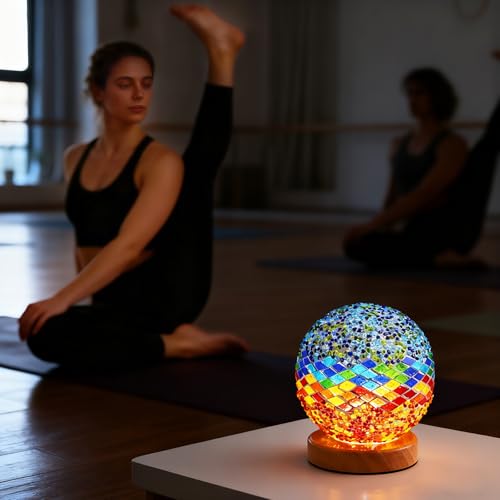 Blue Coastal Mosaic Table Lamp 5V USB Power Stained Glass Decor Lamp Mediterranean Style Light for Seaside Restaurant Yoga Meditation Room Ambiance Lighting Item for Art Lovers Gift - style: Mediterranean Blue