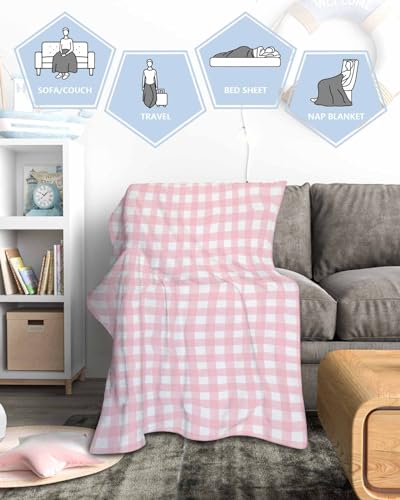 Christmas Throw Blankets, Rustic Pink White Buffalo Check Plaid Pattern Soft Fleece Blanket Decorative for Home Sofa Couch Chair Living Bedroom,40x50 Inches, Farmhouse - color: Christmas-hzf06147, size: 40x50 Inch