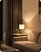 Gold Table Lamp, Small Gold Bedside Lamp with Metal Base & White Linen Lampshade, Modern Nightstand Lamp, Little Cute Desk Lamp for Bedroom, Living Room, 2700K LED Bulb Included, DCW06TL05 - color: White + Gold