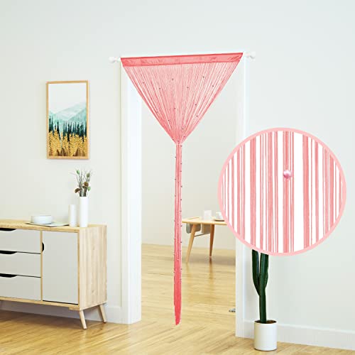 YaoYue Beaded Curtain Door String Curtains for Doorway Tassels Beads Hanging Fringe Hippie Room Divider Window Hallway Entrance Wall Closet Bedroom Privacy Decor (39×79in/100×200cm, Pink) - color: Pink, size: 39"W x 79"L (Pack of 1)