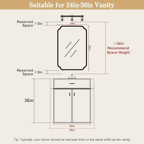 WallBeyond 24" x 36" Rounded Corner Arch Wall Mirror with Wood Frame for Entryway, Living Room or Bedroom Home Decor - Light Woodgrain 24" x 36" Natural Color - color: Natural a, size: 36"L x 24"W