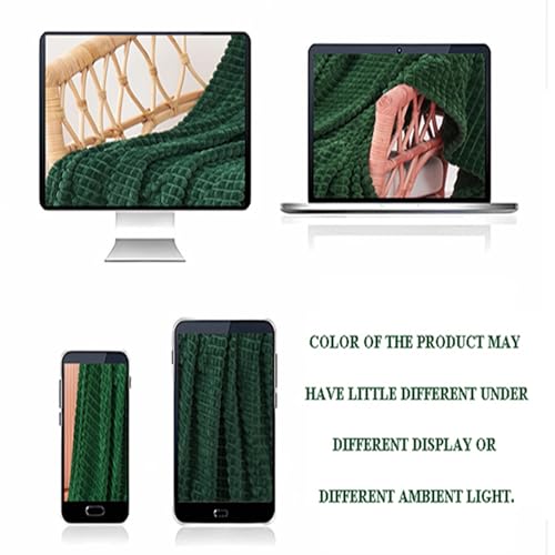 Puncuntex Green Throw Blanket 50"×60" Decorations Fleece Super Soft Plush Fuzzy Cozy Blanket with Square 3D Jacquard Grid Design Luxury Lightweight for Couch Sofa Chair,Dark Forest Green - color: Dark Green, size: 50"×60"