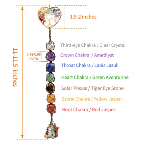 Handmade Crystal Window Car Hanging Ornaments 7 Chakra Home Decoration Feng Shui Ornament Car Decoration Christmas Decorations Ornaments (Chakra- Heart Shape) - color: A-style 12