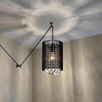 LaLuLa Mini Crystals Plug in Pendant Light,1-Light Hanging Lamps for Living Room Plug in,Bedrooms,Girls Room,Vanity,Playhouse,Closet - color: Black, size: 7"