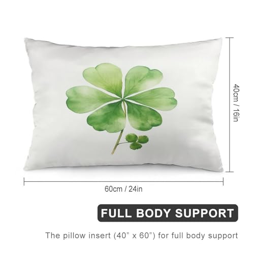 Pillowcases Watercolor Green Lucky Clover Pillow Case Cushion Standard Queen Size 16 "x24 Green Lucky Shamrock Spring Pillows Rectangle Two Sides Printed for Sofa Bedroom Home Decorative - color: Pattern-4, size: 24" x 16" (Pack of 1)