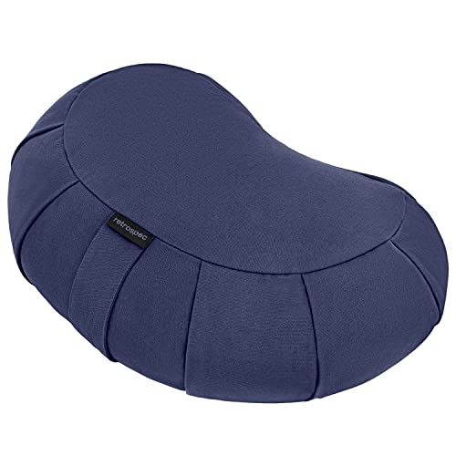 Retrospec Sedona Zafu Meditation Cushion with Buckwheat Hull Fill - Adjustable Yoga & Pilates Equipment Support - 17in Crescent Cotton Cover - color: Midnight, size: 1 Count (Pack of 1)