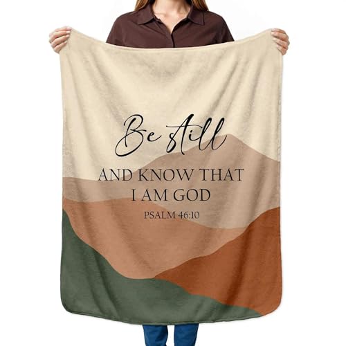 HIWX Boho Christian Blanket, Be Still and Know that I Am God Bible Verse Abstract Mountain Throw Blanket for Home Bedroom Living Room Couch Bed Decor, Christian Gifts for Women Faith, 30x40 Inches - color: Be Still, size: 30“L x 40”W