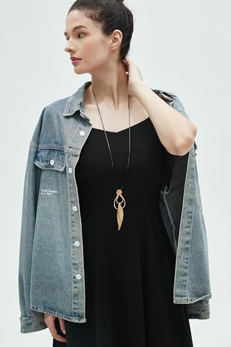Leather Necklace for Women Long Boho Pendant Hippie Choker Necklace Bohemian Layered Leather Rope Wooden Jewelry Gifts - style: Leather Vintage Necklace