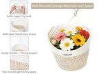 Coeusy 2 Pack Hanging Basket, Boho Wall Basket Hanging for Bathroom,Nursery,Door, Cotton Rope Hanging Wall Basket for Plants,Flowers,Clothes