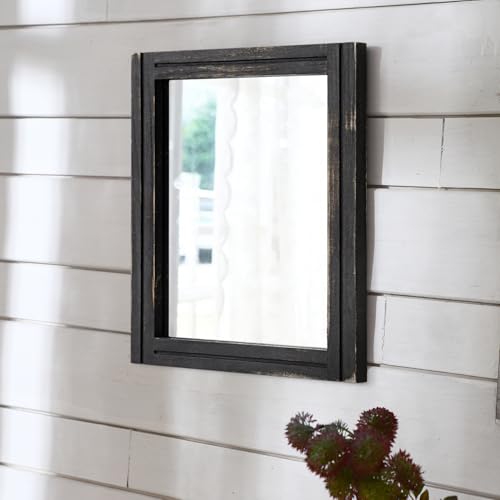 AAZZKANG Wall Mounted Mirror Small Rectangular Retro Mirrors with Wood Frame for Bedroom Living Room Bathroom Entryway Large 20"x16" - color: Pitchdark, size: 20"L x 16"W