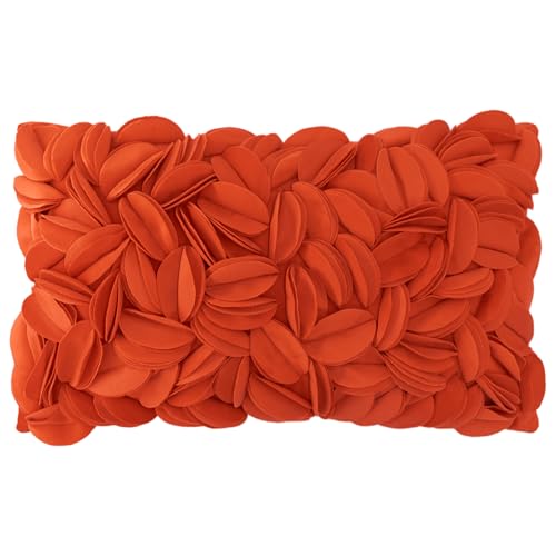 KINGROSE Handmade 3D Floral Decorative Throw Pillow Case Solid Flower Cushion Covers Decorative Pillow Cover for Bed Living Room Sofa Couch Home 12 x 20 Inches Velvet Dark Orange - color: Dark Orange